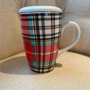 🫖  🍵 Indigo Plaid Tea Infuser Mug with Lid